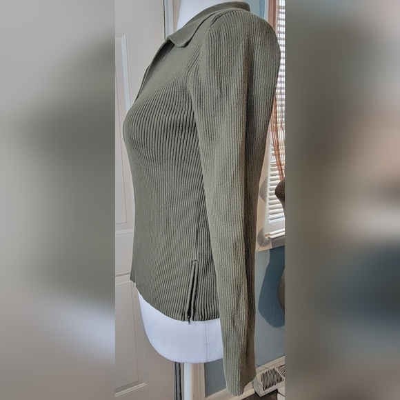 Ralph Ralph Lauren 90s Y2K Vintg Ribbed Babydoll Long Sleeve Tee Womens S Olive - Picture 3 of 12